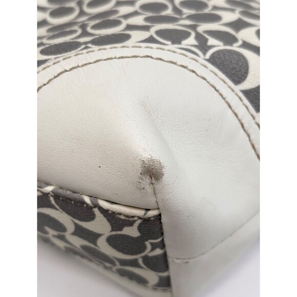 COACH HERITAGE STRIPE Bias Gray Pink White Signature PVC Chelsea Tote F15137 - Picture 13 of 13